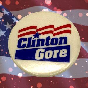 Vintage Clinton Gore Campaign Pinback Button Political Memorabilia